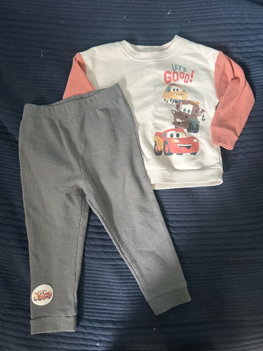 Disney Cars Kids Two-Piece Set - White, Coral & Gray